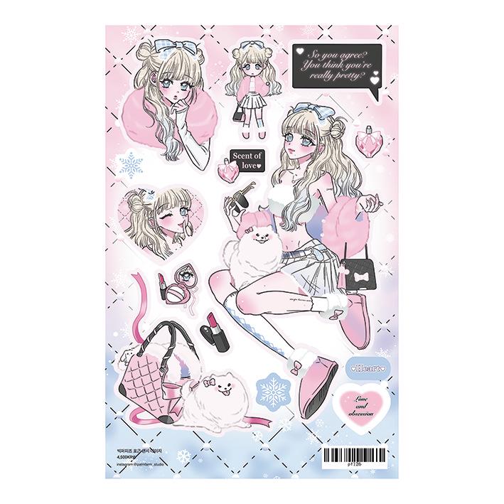 Korean Socialite Girl Character Stickers & Stylish Phone Case Journal DIY Set