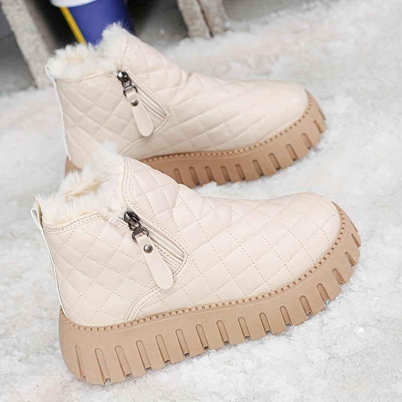 Varme snøstøvler for kvinner med fortykkede såler, høye ankelstøvler og fritidssko for vinteren.