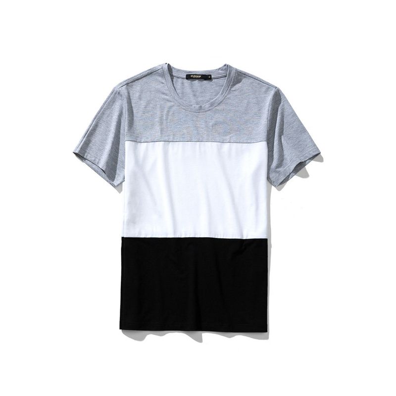 Men's Round Neck T-Shirt Short Sleeve 2023 Summer Trendy Striped Color-Block Half-Sleeve Base Shirt Top 20018