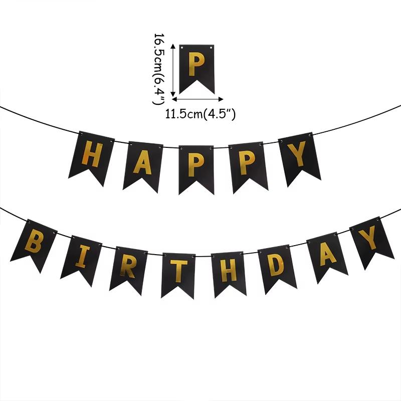 Black Gold Birthday party Decorations Tableware Set Paper Cups Napkins Plates Tablecloth Adult Kids Happy Birthday Party Decora
