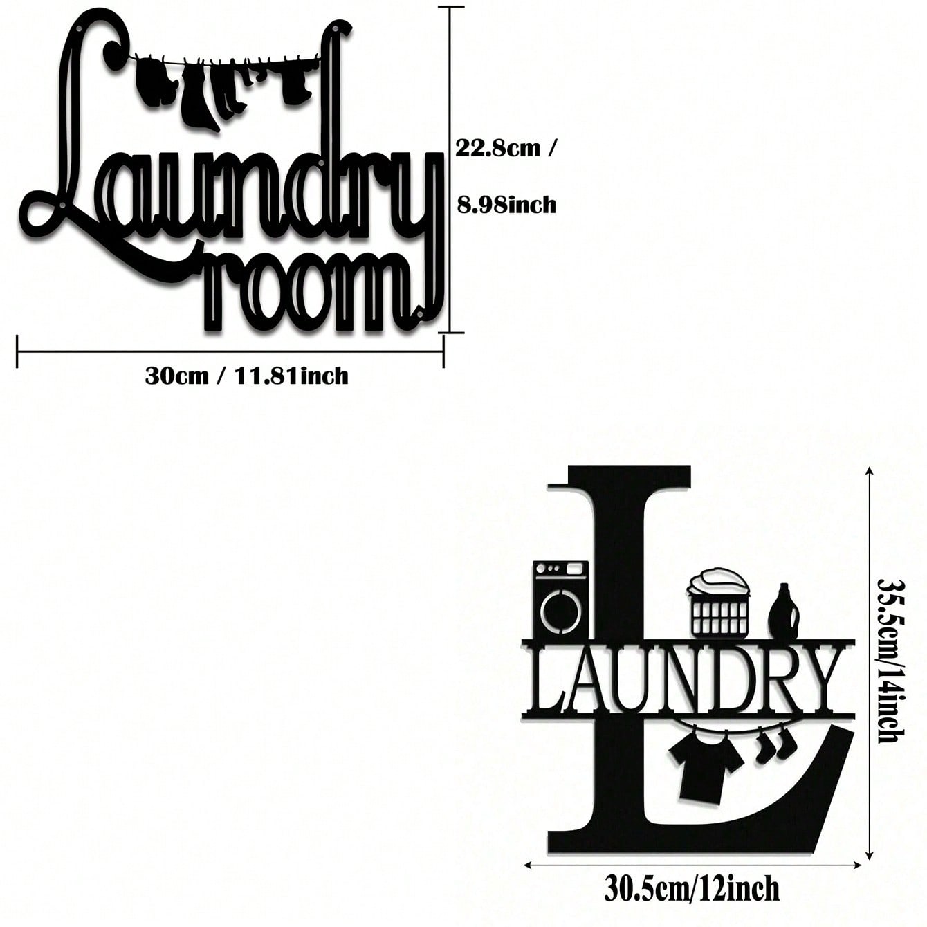 

Wall Art Metal Laundry Room Sign Black Floral Decor Home Gift Rustproof різнокольоровий