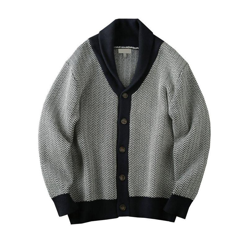 Nordic Orders Heavy Industry Jacquard Foreign Trade Tail Goods Men's Autumn and Winter Cotton Thickened Knit Cardigan Sweater Outerwear Tide