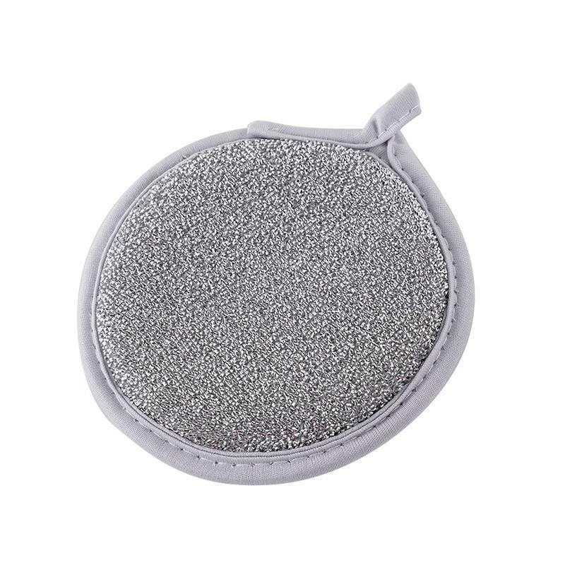 Non-stick Double-sided Dishcloth with Silver Thread Scrub Sponge