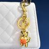 Handbag Decorative Accessory Halloween Cat Holding Pumpkin Keychain, Metal Car Key Ring Holder, Backpack Hanging Decor