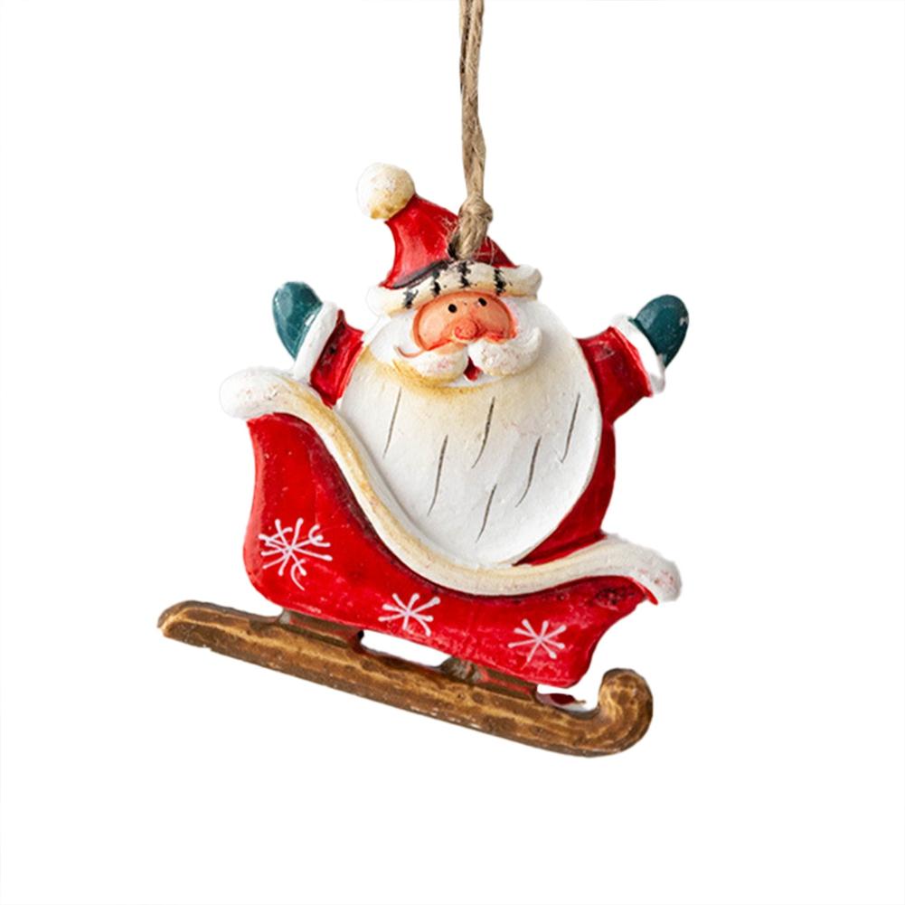 CMHI-Christmas Snowman Santa Claus Resin Small Pendant Hanging Organs European Vintage Christmas Tree Decoration Cute Charm
