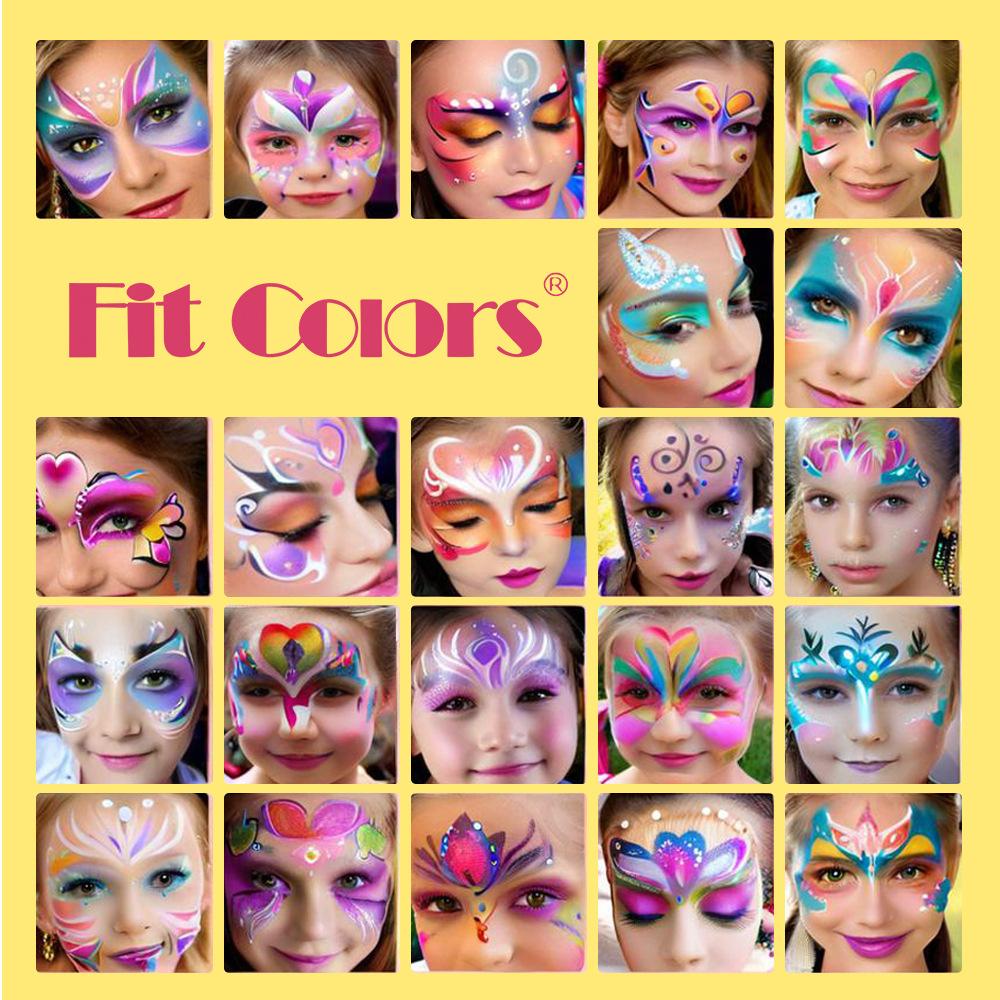 Palette di Colori Arcobaleno a Base d'Acqua per il Viso Pittura Corporea Lavabile Strisce di Colore per Pittura Facciale Festival Cosplay Trucco Regalo
