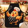 1pc Cute Cartoon Chef Chick 2D Printed Polyester Apron, Texture-Free Design, with Adjustable Black Waist Belt, Perfect for Home Baking, Kitchen Cookin