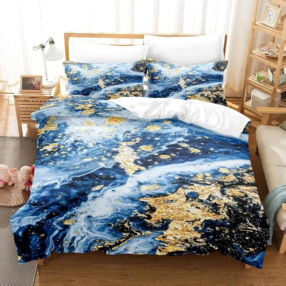 Purple Marble Comfortable Duvet Quilt Cover Pillowcase Bedding Set Children Bedroom Decoration Home Textile