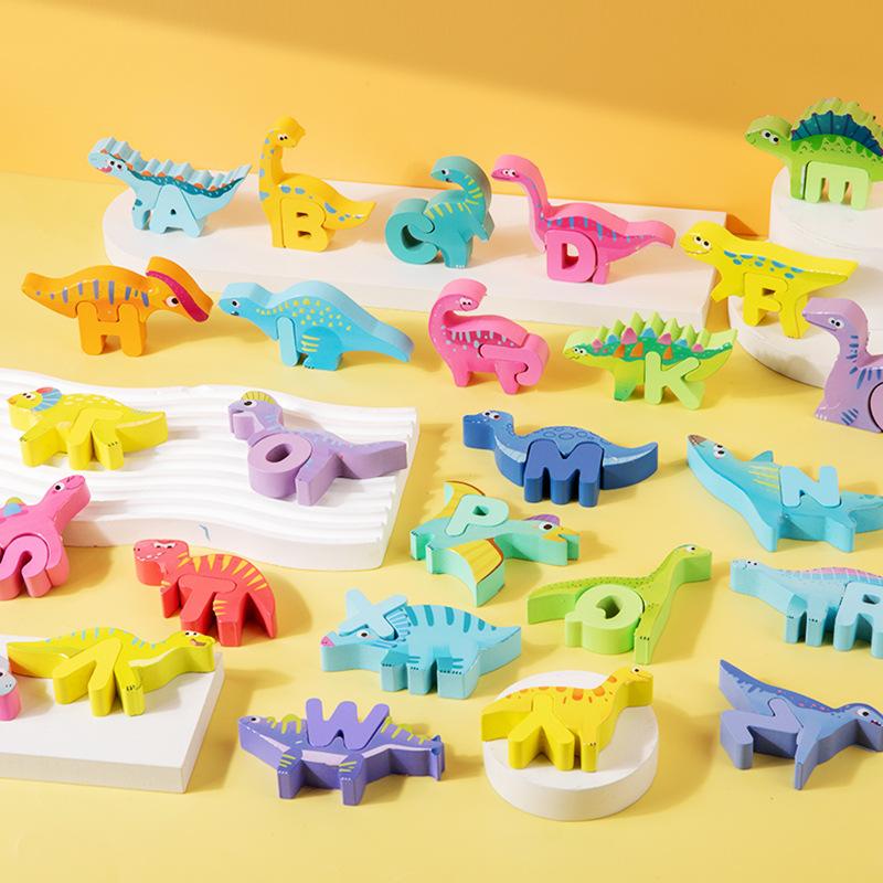 Wooden Children'S Cartoon Animals 26 Letter Capital Words Cognition Early Education Puzzle Toys