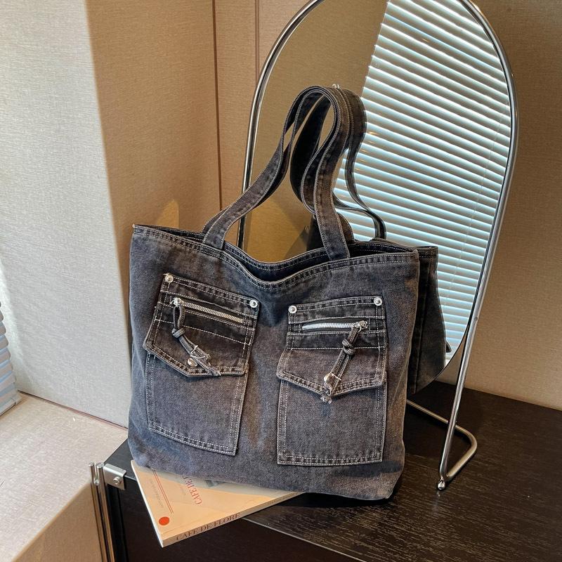 Wind Truck Bag Denim Tote Large Capacity Commuter College Student Single Shoulder Bag
