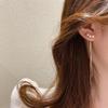 Elegant Pearl & Diamond Ear Clips - Double Layer, Silver Needle, Minimalist Studs for Women.
