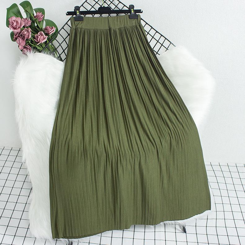 

Весенне-летняя женская повседневная свободная юбка трапециевидной формы с высокой талией, юбка средней длины, женская плиссированная юбка one size армия зеленый