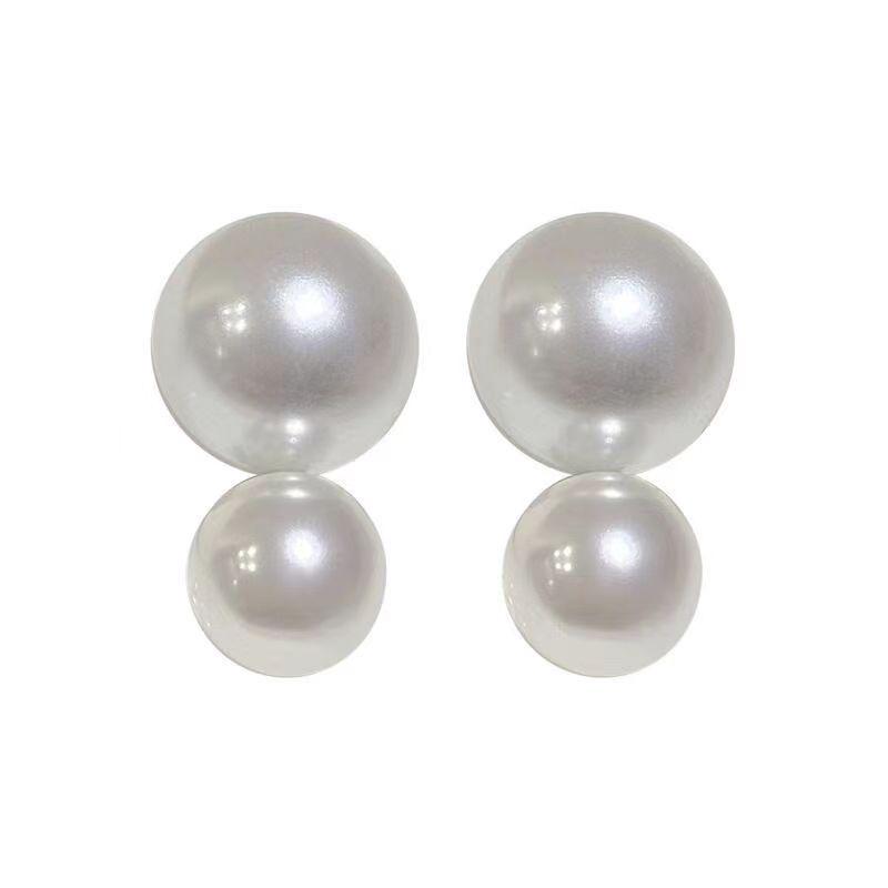 925 Silver Retro Hepburn Large Pearl Earrings for Brides - Elegant French-Style Stud Jewelry