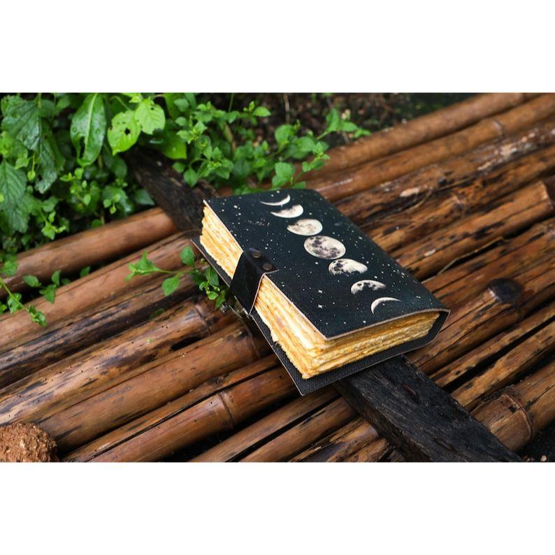 Sun and Moon Handmade Deckle Paper Journal for Men and Women Spell notebook for traveling sketchbook poetry book