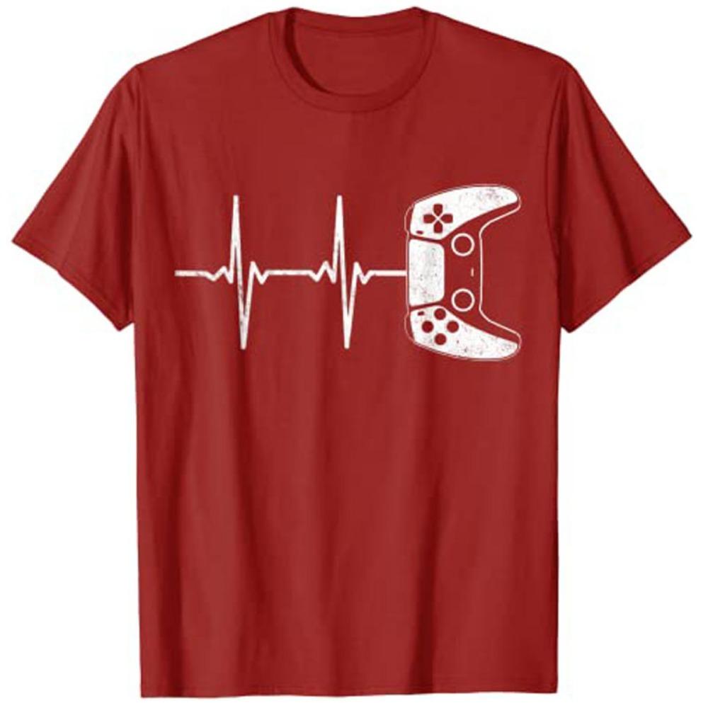 Player Heartbeat T-shirt Fun Video Game Gift Boy Man Player T-shirt Y2k Cute Heart Graphic Clothing Short-sleeved Casual