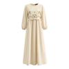 ZANZEA Women Casual Round Neck Long Sleeve Floral Embroidery Loose Long Dress
