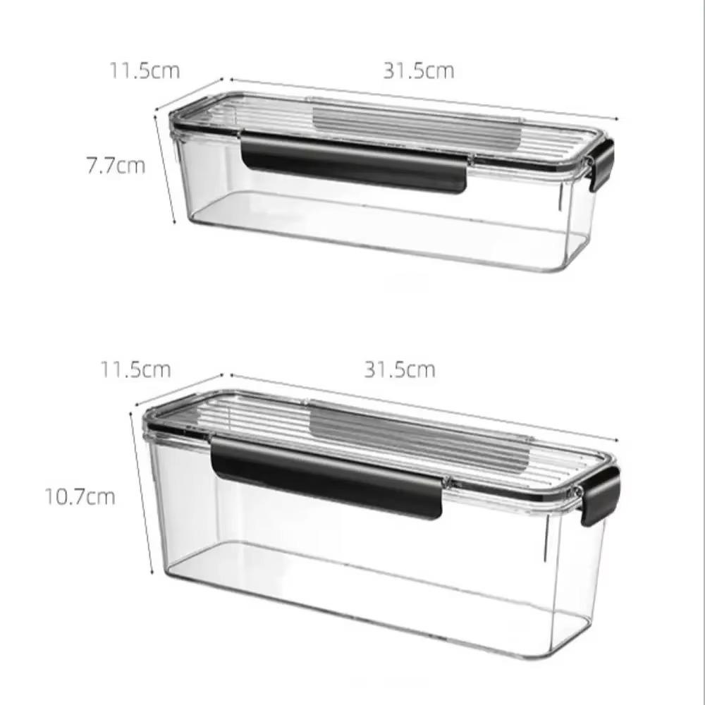 Transparenter Küchen-Vorratsbehälter mit Verschluss, Versiegelte Kühlschrank-Organizerbox, Küchenzubehör