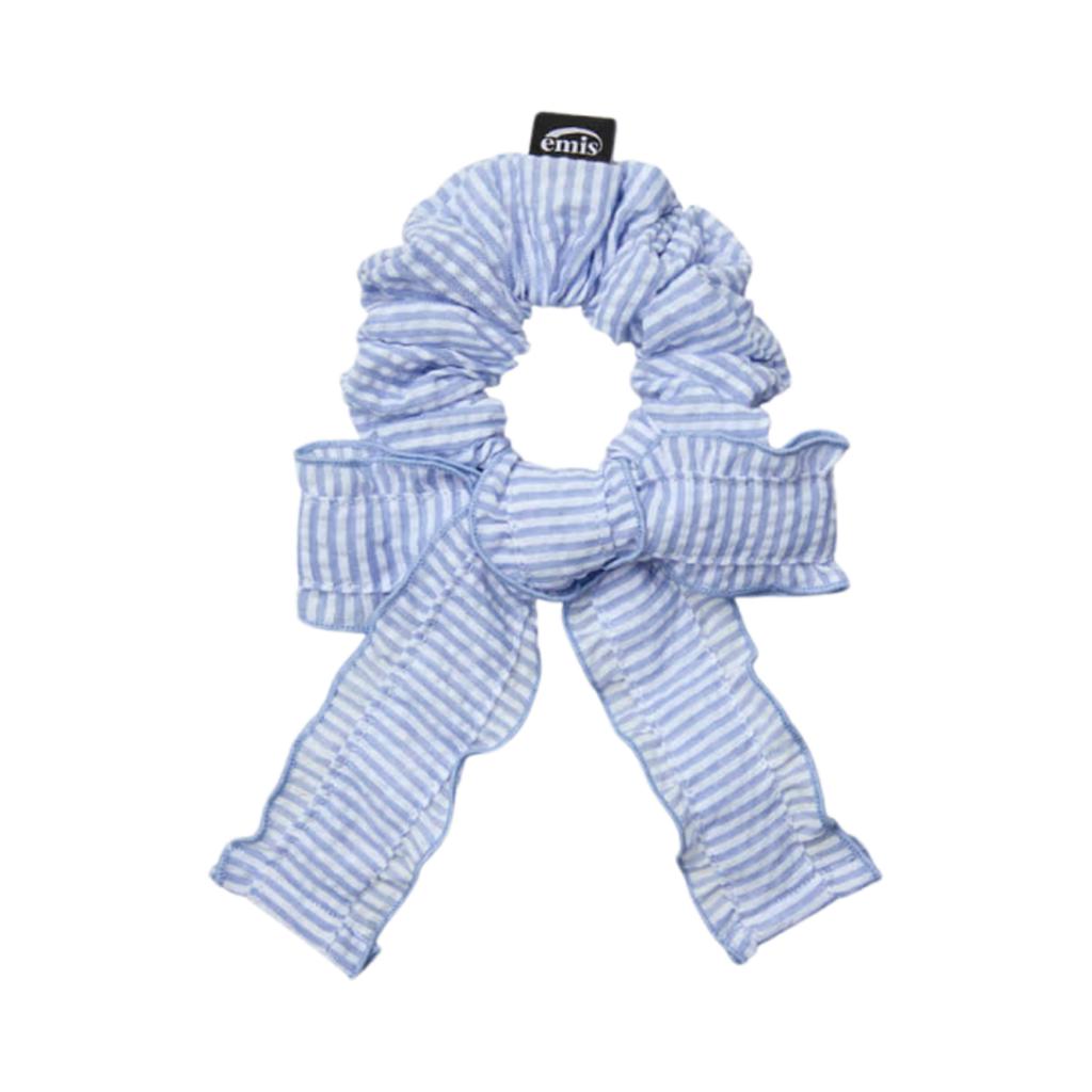 (W) Emis Stripe Frill Scrunchie Sky Blue