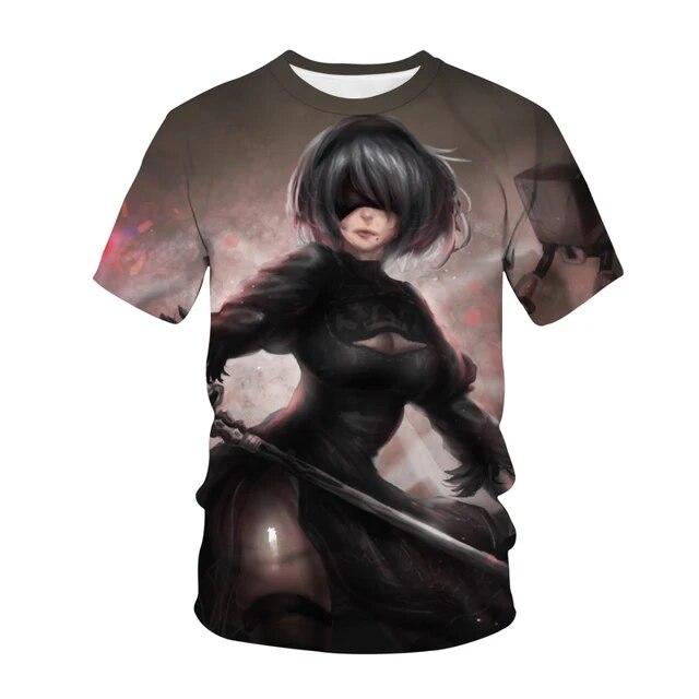 Nier Automata 3D T-shirt stampata Anime Gioco Sexy Ragazza carina 2B Streetwear Uomo Donna Moda Harajuku Magliette Top