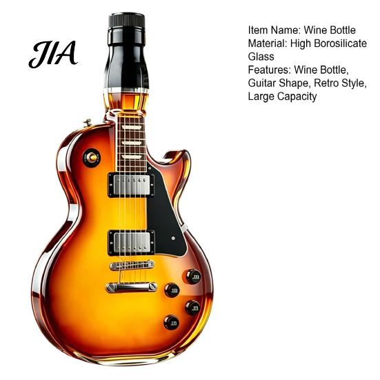 Decanter Retro in Vetro Borosilicato a Forma di Chitarra Decorativa, Grande Capacità, Tappo a Vite, Birra per Conservazione E