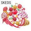 SKEDS Exquisite Women Lxuury Rhinestone Bird Fruit Badges Pins Fashion Shiny Boutique Decoration Animal Brooches Jewerly Gift
