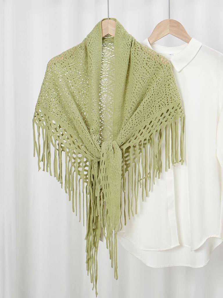 Hot Sale Knitted Cotton Tassels Shawls Scarf Woman Soft High Quality Wraps Ladies Travel Beach Cape Femme Hollow Fashion Scarves