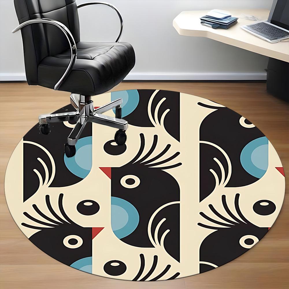 1pc Abstract Art Office Round Area Rug, Indoor Mat Suitable For Office, Under Office Chairs Bedroom Living Room Home Decor, Room Deco
