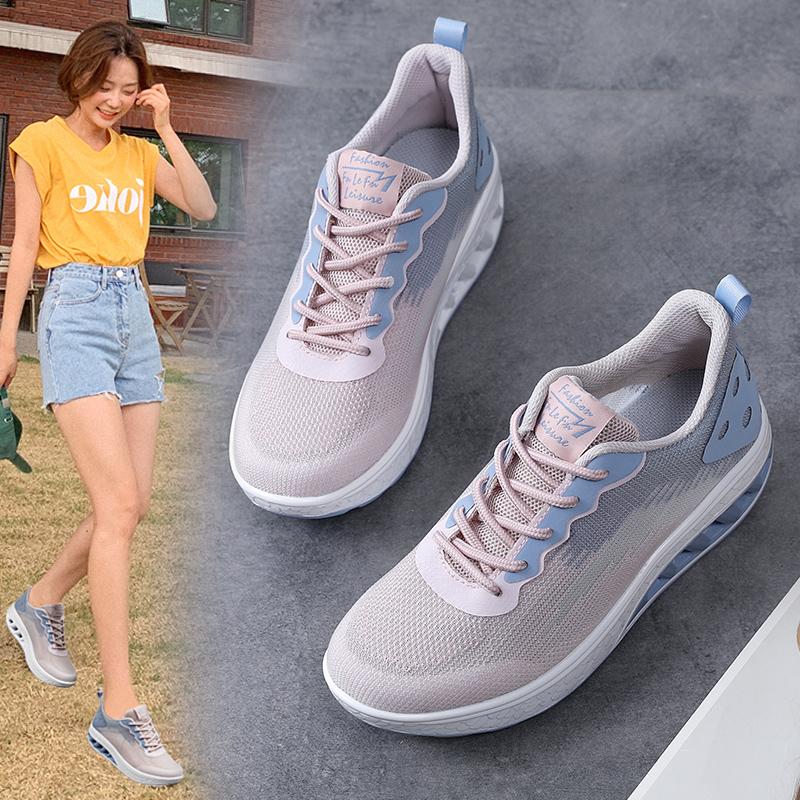 Fashion Height Increasing Rocking Casual Sports Summer Women Shoe Platform Lightweight Mesh Soft Sole Training Thick Sole Outdoor Runnin