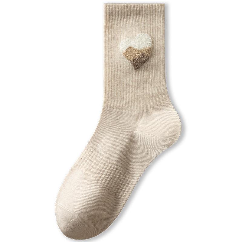 100% Cotton Socks, Women's Mid-calf Socks, Pure Cotton Pile Socks, All-cotton Boneless Socks for Autumn and Winter