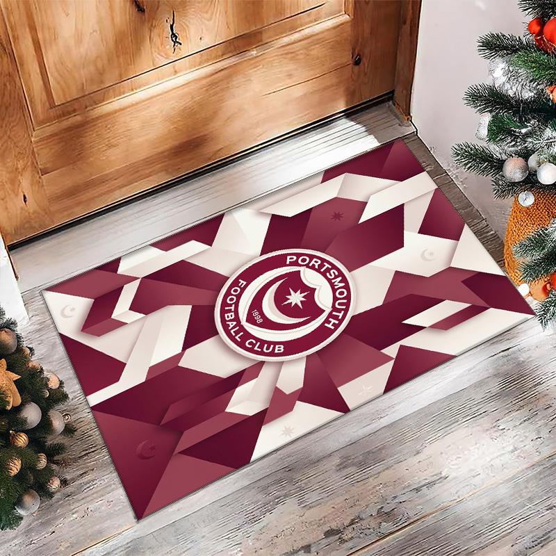 Tappeto Morbido Area Rug con Motivo Calcio Portsmouth FC Antiscivolo Tappeto per Pavimento Interno Tappetino Decorazione Sportiva per Camera da Letto