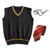 Magical Costume Gryffindor Magic Halloween Everyday Tie Set [Formemory] Set Vest, Sweater, Vest, Costume, Wear, Unisex, Vest, Glasses, 3-Piece