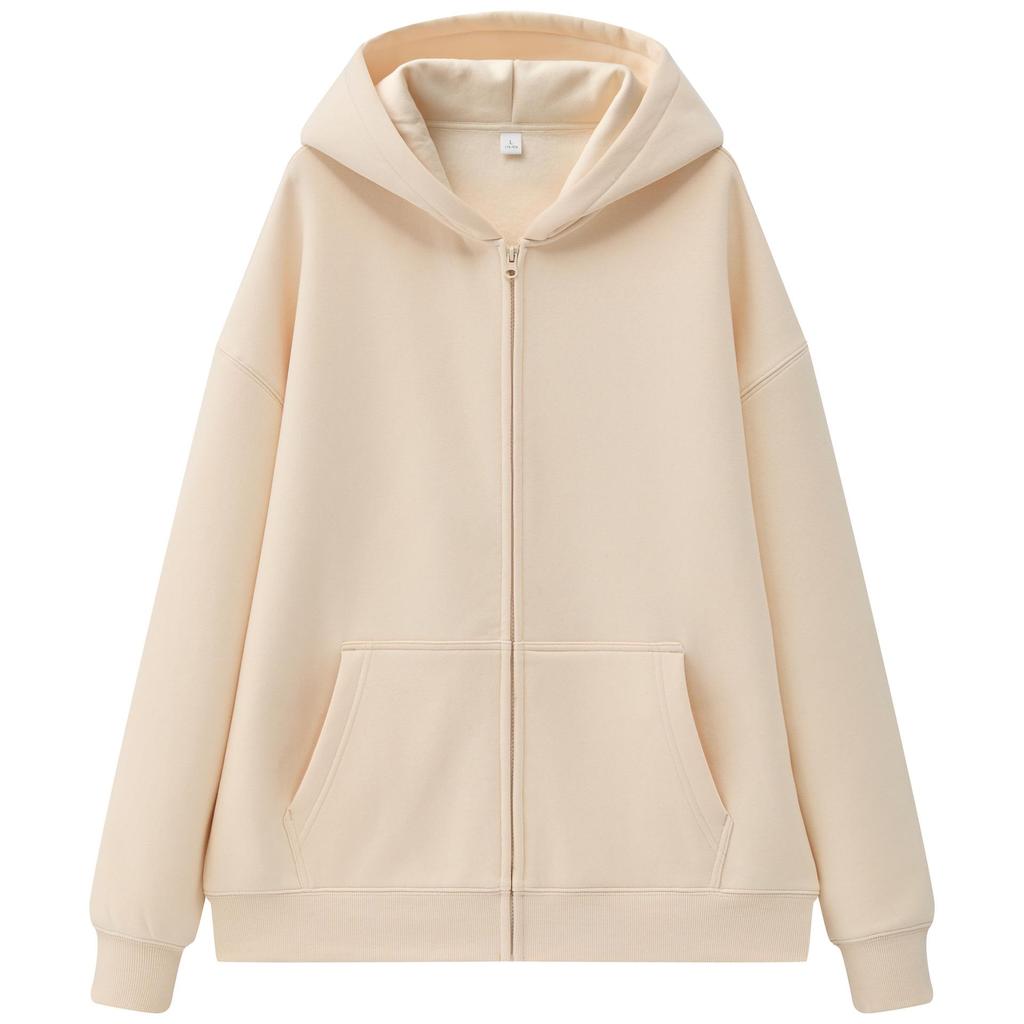 Sino-German Plush 330g Hooded Cardigan Sweatshirt for Men & Women - Custom Workwear with Logo & Printing Options