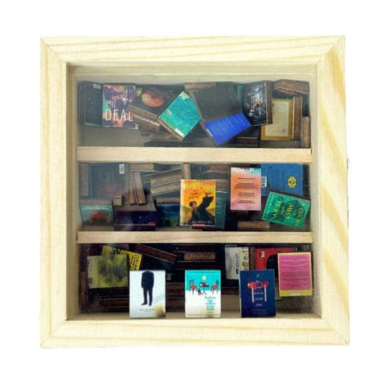 

Игрушка книжная полка от беспокойства, деревянный миниатюрный книжный шкаф с моделями мини-книг, избавляющий от беспокойства, миниатюрное украшение книжной полки для домашнего офиса L