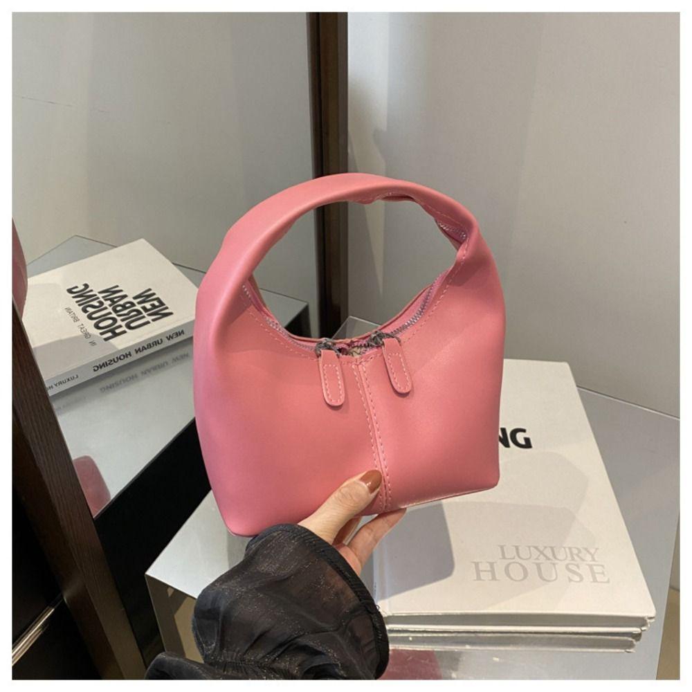 Candy Color Underarm Bag Small Bag Crescent Bag Casual Pu Leather Handbag  Students