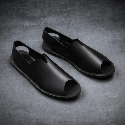 2025British Style Roman Sandals Summer Mens Casual Leather Outdoor Anti-skid Driving Shoes Breathable Trendy Soft Soled Sandals