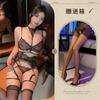 Purple sexy lingerie neck lace lace gathering bra sexy leg ring set