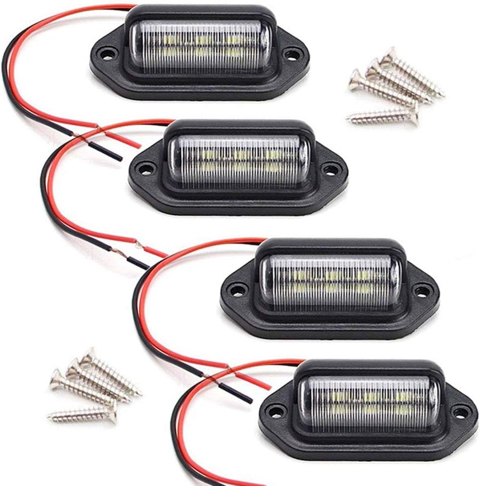 6 LED Car License Plate Light Bright Tag Lamp for Truck SUV RV Trailer Van 12V White Exterior License Plate Light Automotive Car