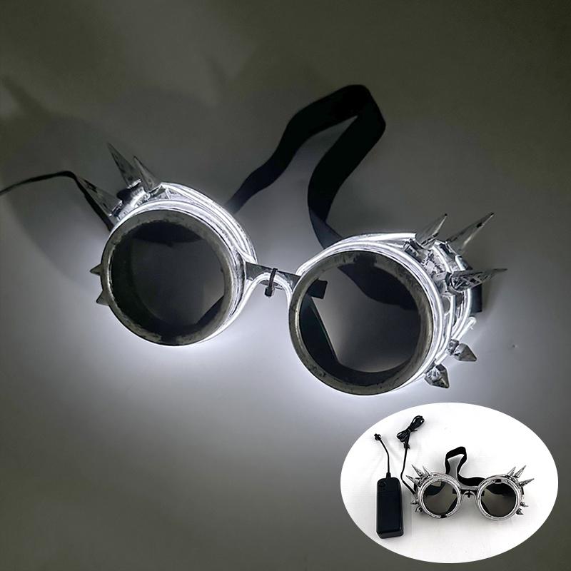 Occhiali da Sole Alieno LED Divertenti Accessori Costume Lenti Nere Occhiali Luminosi per Donne Uomini Bambini Bambine Occhiali per Halloween