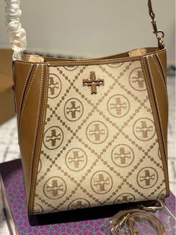 TB Damska Skórzana Konwertowalna Torba typu kubełek na ramię Crossbody