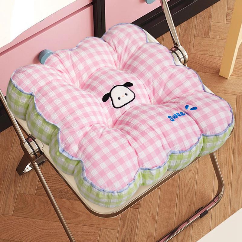 Pattern Square Grid Pad Office Chair Cushion For Girls Room And Study Use Area