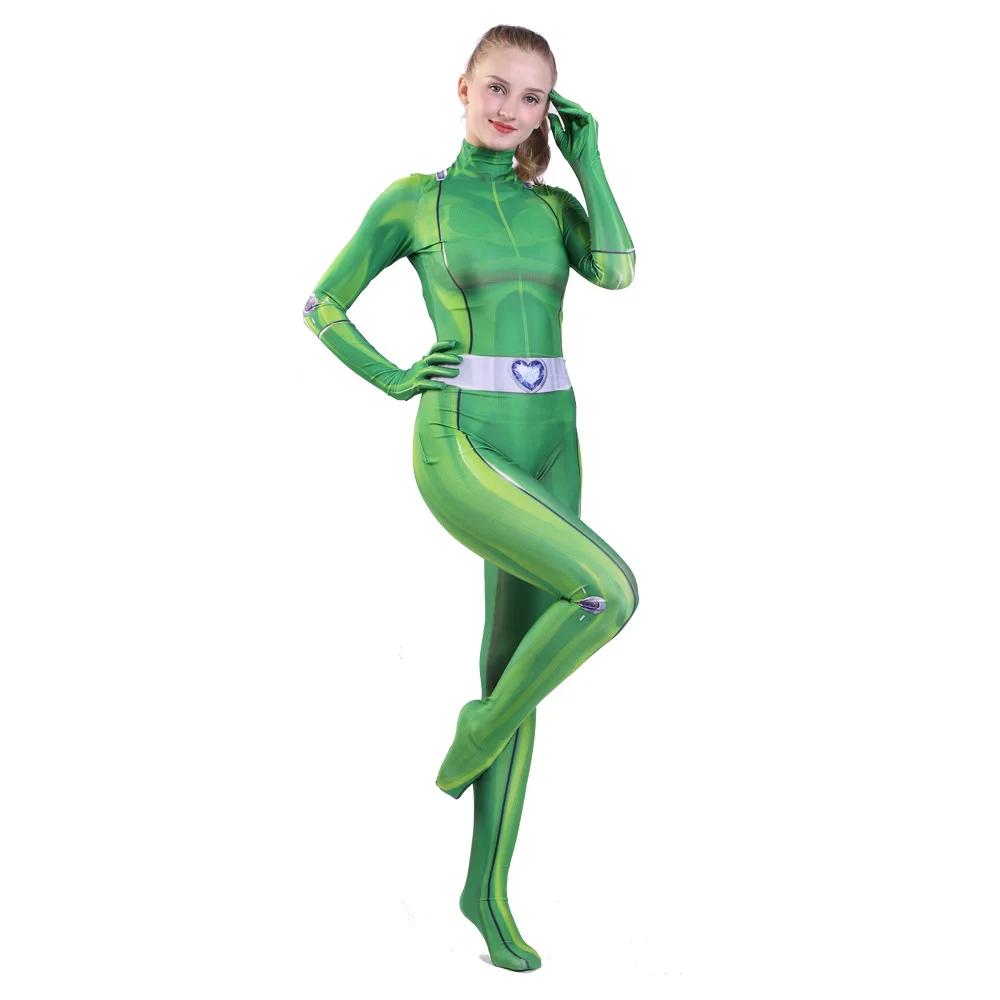 Nieuwe Volwassenen Kinderen Vrouwen Meisjes Totally Spies Cosplay Kostuum Zentai Clover Ewing Samantha Simpson Alexandra Bodysuit Sui AA9X Kids Size-S blue