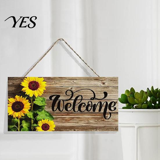 Front Door Sign Wooden Welcome Sign, Sunflowers Decor, Waterproof And Durable Hanging Bright Color Board for Home Indoor Outdoor Entrance Walls Garden