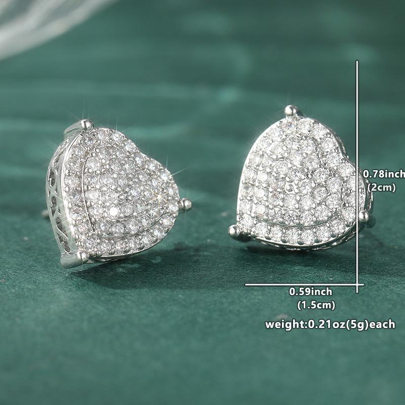 

Fashion Copper Color White CZ Stud Earrings Woman Heart Party Daily Wear