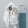 Furry jacket women's imitation fur loose light winter hoodie imitation Rex rabbit hair medium and long plush coat