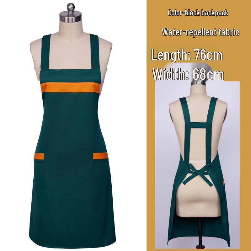 Waterproof Logo Printed Women's Catering Waist Apron - Oil-Proof for Kitchen & Supermarket.