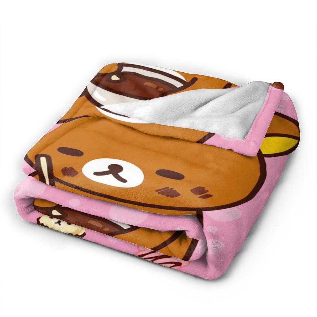 Cute Bear Rilakkuma Flannel Blankets Winter Super Soft Throw Blanket for Girls Boys Outdoor Trend Bedspread Sofa Bed Cover