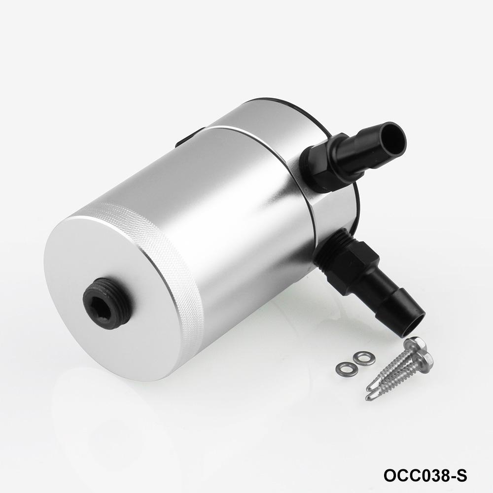 

Маслоуловитель Компактный перегородчатый маслоуловитель Универсальный Компактный головоломка с 2 отверстиями Алюминиевый маслоуловитель Высококачественный топливный бак серебряный