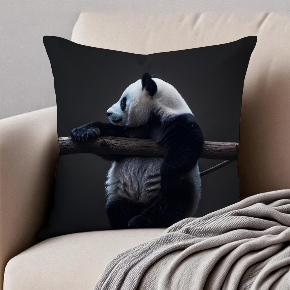 cute Panda Cushion Cover Pillowcase Antidustmite Invisible Zipper Short Plush Sofa Cushion