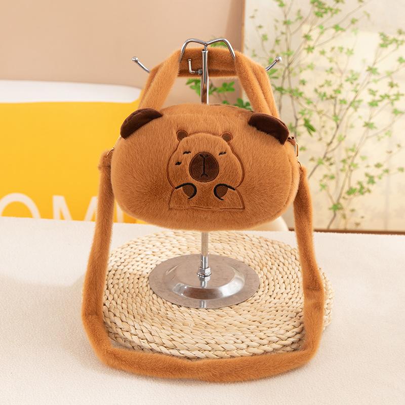 Capybara Plush Backpack Kawaii Fashion Plushie Doll Fur Pendant Children's Shoulder Bag Mini Knapsack Bags Gifts for Girlfriend