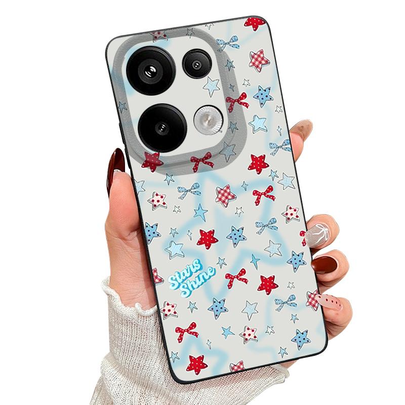 Blue Stars Bowknots Pattern Case For Xiaomi Redmi Note 14 13 Pro 5G 4G 12 11 Funda Xiaomi 14T 13T 11T Pro Leather Texture Silicone Cover